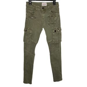 Double Red Cargo Pants Tactical Stretch Utility Combat Urban Edgy Womens 4 Green